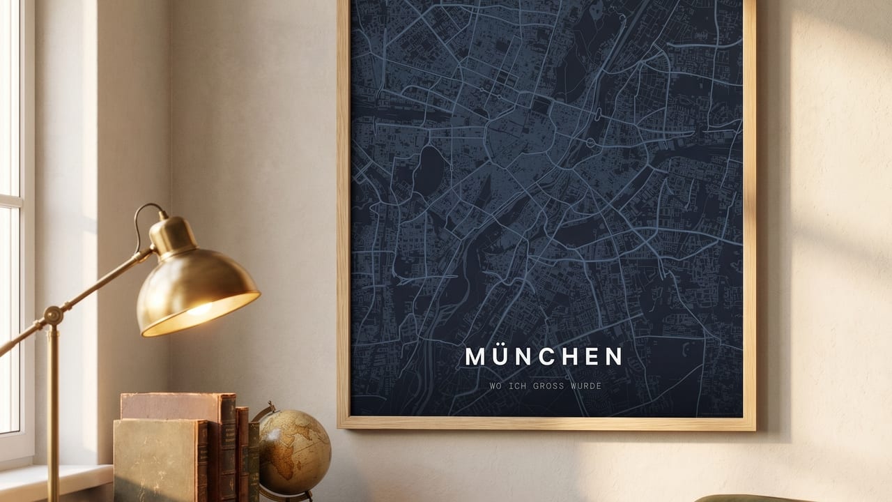 Gerahmtes München-Kartenposter als Geschenk zum Vatertag