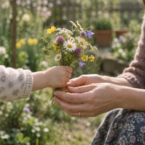 Kinderhand schenkt Wildblumen